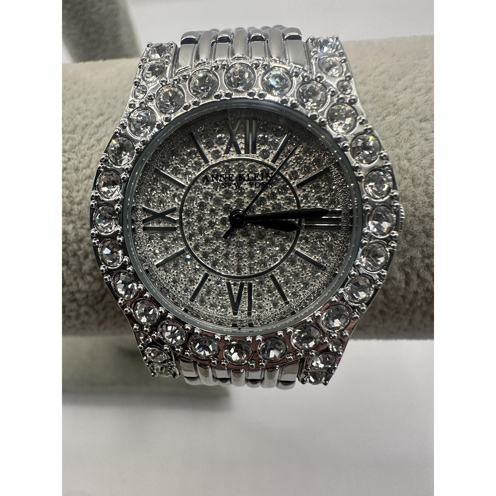 Anne Klein Silver Crystal-Accented Women’s Watch